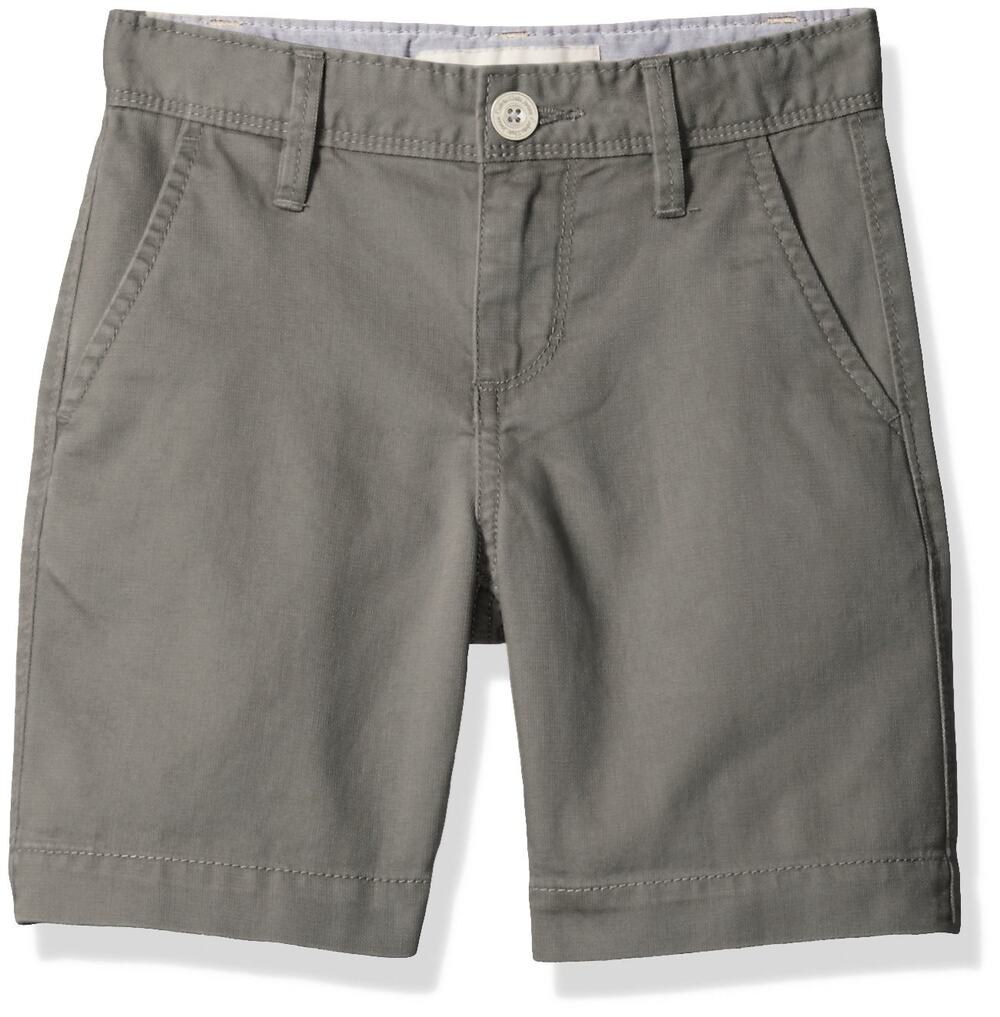 Calvin Klein Boys Chino Shorts Gray Flat Front Youth Size 7 Casual